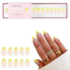 Kiara Sky XPRESS PRO 100% Acrylic Press On Nails - Instant Salon Quality Manicure, Long-Lasting, Easy Application, 30 Pieces Kit, Almond Short-Limoncello