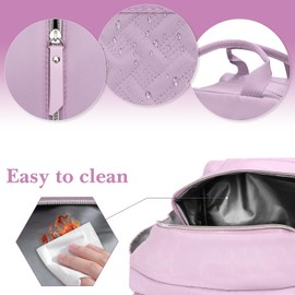 Linkidea Lunch Bag for Women, Large Leak Proof Lunch Tote Cooler, Lunch Tote Bag with Bottle Holder and Side Pockets, Compatible with NatraProw, Lovina, Caperci (Purple)