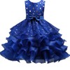 DreamHigh Wedding Flower Girl's Ruffles Lace Cute Bow Waist Evening Dress up Royal Blue 2-3 Years