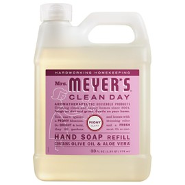 Mrs. Meyer’s Refill Jabón de Manos Líquido Peonía, 975 ml | Repuesto Dulce con Aroma Natural a Peonía| Fórmula Suave de Origen Vegetal | Ideal para Uso Diario | Sin Parabenos ni Crueldad Animal