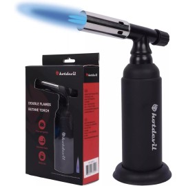 Hotdevil 20g Refillable Butane Torch Industrial Torch Adjustable Double Flame - Black