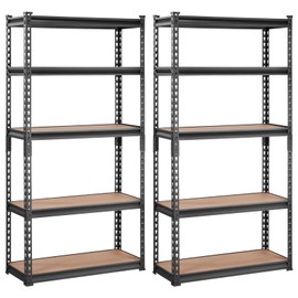 VEVOR Storage Shelving Unit, 5-Tier Adjustable, 2000 lbs Capacity, Heavy Duty Garage Shelves Metal Organizer Utility Rack，2 Pack, 30" L x 12" W x 60" H