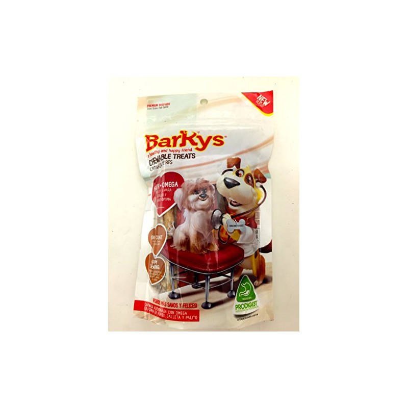 BARKYS Palitos de Carnaza 5"x10" 25 Piezas, Sabor Carne, Pollo,