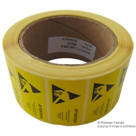 1 x Quantity - 055-0002 Yellow ESD Warning Labels 50mm 66m - 66m