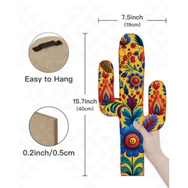 Putuo Decor Aztec Cactus Wall Decor Set of 2, Western Wooden Home Decor, Farmhouse Rome Decor Mexican Wall Art for Living Room, Bedroom, Kitchen, Office