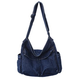 Collsants Denim Purse for Women Denim Tote Bag Shoulder Bag Messenger Bag Handbag (denim-dark blue)
