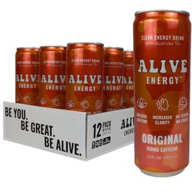 Alive Energy ORIGINAL Guayusa Tea Clean Energy Drink with Antioxidants, Original, 12 fl oz, 150mg Caffeine