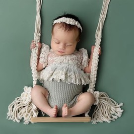Xanewza Baby Swing Newborn Photography Props Swing Prop Wooden Baby Photo Props Small Wooden Swing Baby Photo Shooting Props for Studio Accessories