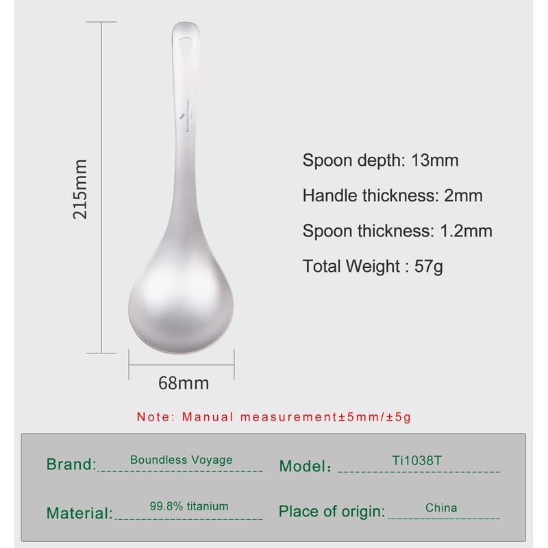Boundless Voyage Titanium Long Handle Ladle Soup Spoon Thickeness Tableware