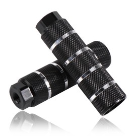 2 x Universal Bike Pegs, BMX Pegs, 9 mm, 3/8 Inch - 26 Teeth, Aluminium Bike Pegs, Mini BMX Bicycle Pegs, BMX Accessories Pegs, Non-Slip (Black)