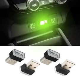 CHRYMUM 4PCS USB LED Car Interior Atmosphere Lamp, USB Car Lights, Portable Auto Ambient Lighting Kit, Car Interior Accessories Plug-in USB Decor Night Light Universal for Car SUV Truck Bedroom