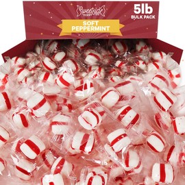 Soft Peppermint Candy Mints, 5lb mints bulk individually wrapped, Refreshing peppermint puffs for Fresh Breath, Perfect soft mints peppermint puffs for Offices, Parties, and Everyday Enjoyment