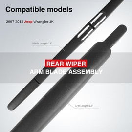 OTUAYAUTO Rear Wiper Arm Blade Assembly - Replacement for Jeep Wrangler JK 2007-2017 - Replacement for OEM 68002490AB