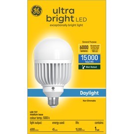 GE Ultra Bright LED 400 Watt Replacement, Daylight, T27 General Purpose Bulb (1 Pack)