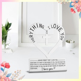 Anniversary Wedding Gifts for Her, Him, Anniversary Desk Gifts for Her, Him, Heart Decoration Gift for Her, Him, Silver Stainless Steel Desk Plaque with Anniversary Quotes, 4.9 * 4inch, XXH3