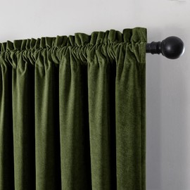 SNITIE Forest Green Chenille Velvet Curtains (52” x 108”), Rod Pocket Thermal Insulated Drapes Ideal for Living Room Bedroom Office - Soft Durable & Light-Filtering Window Treatments (2 Panels)