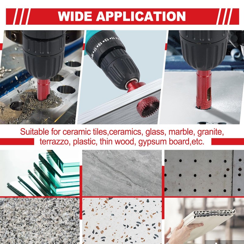 Diamond Hole Saw Tile Drill Bits Kit, 12 PCS Serrated