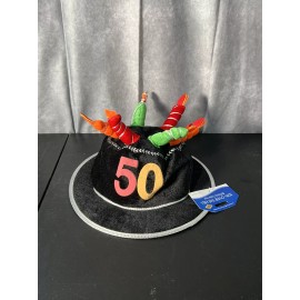 Beistle 50th birthday Candle Hat "Over The Hill" with Candles on Top