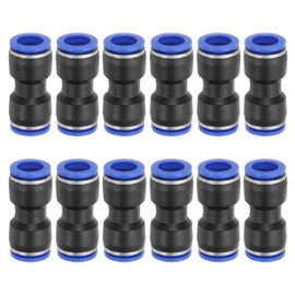 PATIKIL 12Pcs Quick Straight Connectors, 12 mm(4/9") Tube OD -5~60℃ Plastic Straight Push Connector Push to Connect Air Hose Fitting for Pneumatic System Pipeline Connection, Blue