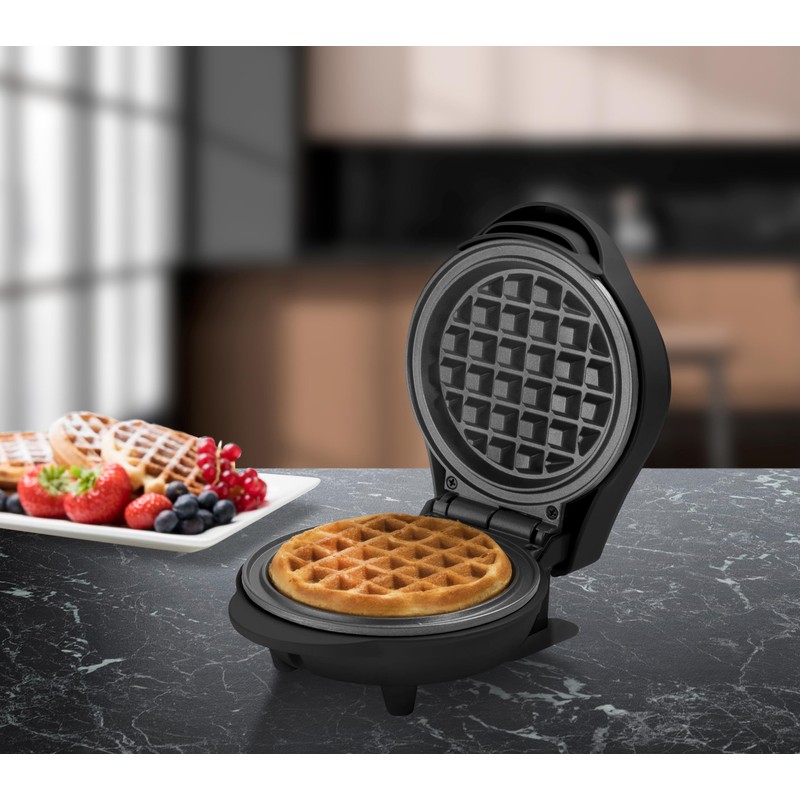 Bestron AMW500ZBS Mini Waffle Maker, Alloy Steel, Black