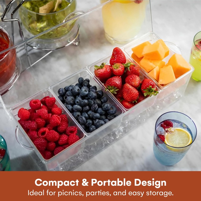 Estilo 4 Section Condiment on Ice, Clear (1-(Pack))