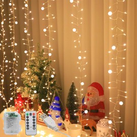 200 WW Cluster Lights Christmas Twinkly Globe String Lights for Christmas Tree Waterproof Copper Wire Firecracker Light for Bedroom Indoor Decoration