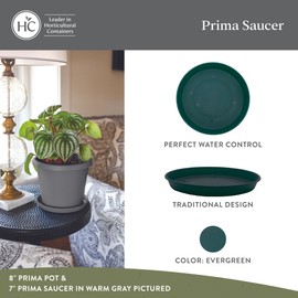 The HC Companies Round Prima Flower Pot Saucers - Plastic Plant Saucer for Outdoors & Indoors - Traditional Plant Pot Trays for Water Drainage -Durable Plant Tray (17.5-inch Evergreen, Pack of 2)