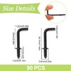 UFURMATE 1 Inch Screw Hooks, 90 Pieces Carbon Steel Coated