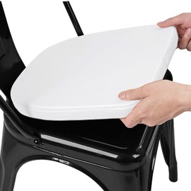 SINOSSO Modern Faux Leather 14" Metal Chair Cushion, Leathaire Magnetic Chair Pad for Dining Kitchen Cafe Bistro Stackable Chair (U-Shape, White, 1)