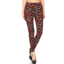 Leggings Depot High Waisted Valentine & Hearts Print Leggings for Women-Full Length-S677, Echoes of Love, One Size