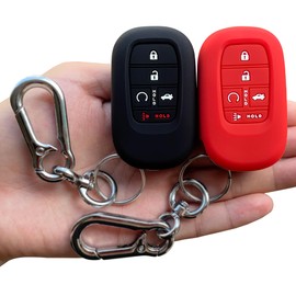 TANDRIVE TANDRIVE Key Fob Cover for (5 Buttons) Honda 2022 2023 2024 2025 Civic Accord HR-V Pilot CR-V, Silicone, 2-Pack, Black Red