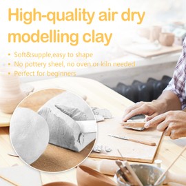 CUUREE Home Pottery Kit for Adults,Air Dry Clay Kit for Beginners,DIY Crafts Kit for Set,Includes: Air-Dry Clay,Tools,Paints,Brushes,Varnish,Guides