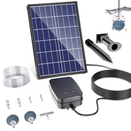 Biling Solar Pond Aerator for Small Pond, 3 Modes, 2200 mAh Battery Backup, Solar Air Pump with 2 Air Stone for Outdoor Fish Pond Stock Tank Aquarium Hydroponics