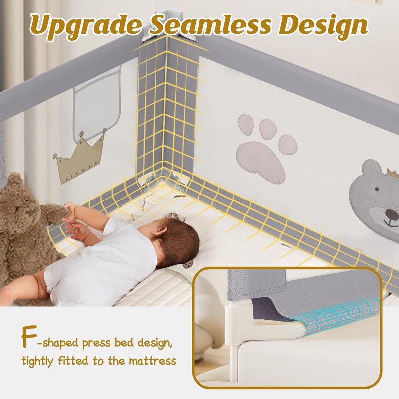 JWPEHOE Height Adjustable Bed Rail for Toddlers, Kids Safety Baby