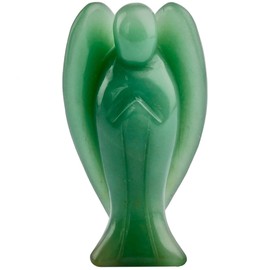 Nupuyai 7 cm Aventurine Gemstone Crystal Angel Figurine Guardian Angel Healing Stone Pocket Angel Peace Angel Lucky Charm Reiki Decoration