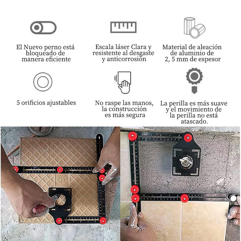 Multi Angle Measuring Ruler, Aleación De Aluminio Medición Múltiángulo Regla