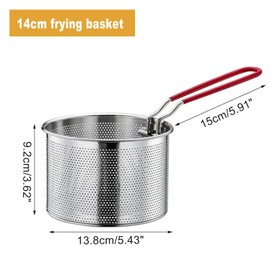 Chip Serving Frying Basket,304 Stainless Steel Frying Basket with Long Handle Pasta Wire Strainer Basket for Straining French Fries and Various Foods (14cm(5.43in))