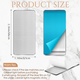 Konohan 6 Pcs Under Cabinet Lights Magnetic Sticky Replacement Magnetic Strips Blue Magnetic Tape Strips with Adhesive Backing Cabinet Lights Magnetic Arch Magnetic Sticky(2.36 x 1.18 Inches)