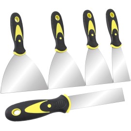 FOVCENT Putty Knife, 5PCS Spackle Knife Set (1, 2, 3, 4, 5 in), Paint Scraper Tool