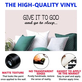 Wall Stickers, Wall Decals for Bedroom, Scripture Bible Verse Christian Jesus Prayer Biblical Lord Quotes, Inspirational Motivational Men Women Adults Decorative Saying Word, Family Life Positive Home Vinyl Black, Give It to God and Go to Sleep 25"X7"