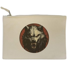 'Growling Werewolf' Canvas Clutch Bag/Accessory Case (CL00043433)