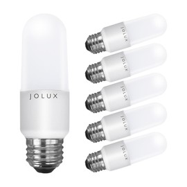 Jolux LED Stick Light Bulbs Dimmable,led Bulbs 60 watt Equivalent,2700K(Soft White) led Enclosed Fixture Rated, 8.5 Watt 800 Lumen,Standard Medium Screw Base,E26 led Bulb Narrow,6 Pack……
