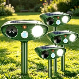 Sonic Fortress Pro Deer Repellent Devices,Sonic Deer Repeller Cat Deterrent Solar Squirrel Rabbit Racoon Repellent Outdoor Ultrasonic Animal Repeller Waterproof with Motion Sensor for Yard Garden
