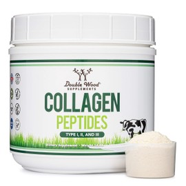 Double Wood Supplements Collagen Peptides Powder - Hydrolyzed Collagen, Keto Safe - 16.08oz - Multi Type 1, 2, and 3 (Grass Fed Bovine Source)(Colageno Hidrolizado) Collagen Supplements for Women and Men by Double Wood