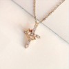 14K Gold Rhinestone Cross Pendant Necklace for Women,Shining Statement Christianity