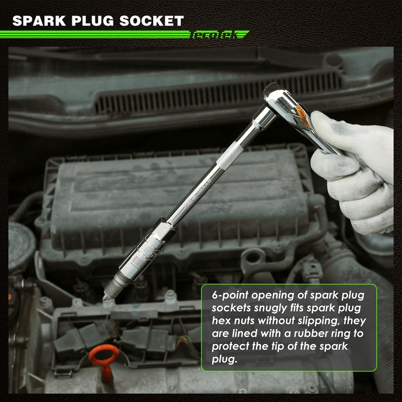 TecoTek 17-Pieces Drive Tool Accessory Set, Spark Plug Socket Set,