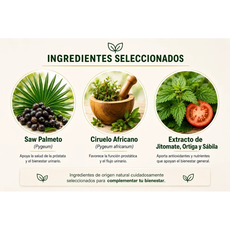 Saw Palmetto Pygeum Ciruelo Africano Suplemento Hombre