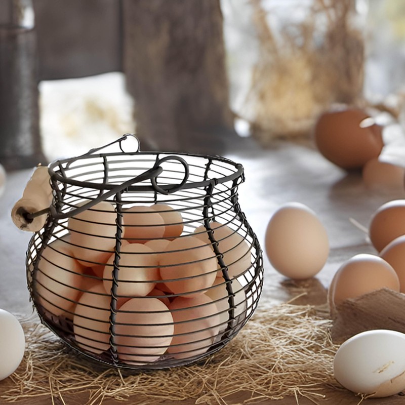 LINCOUNTRY. Farmhouse Wire Egg Baskets for Gathering Fresh Egg With