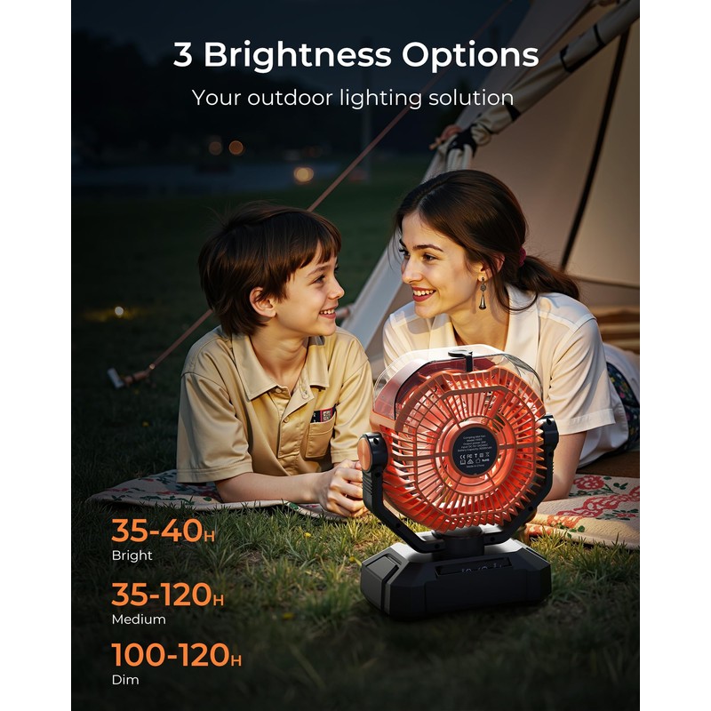 Portable Camping Fan, Misting Desk Fan with Remote, 360ML Water