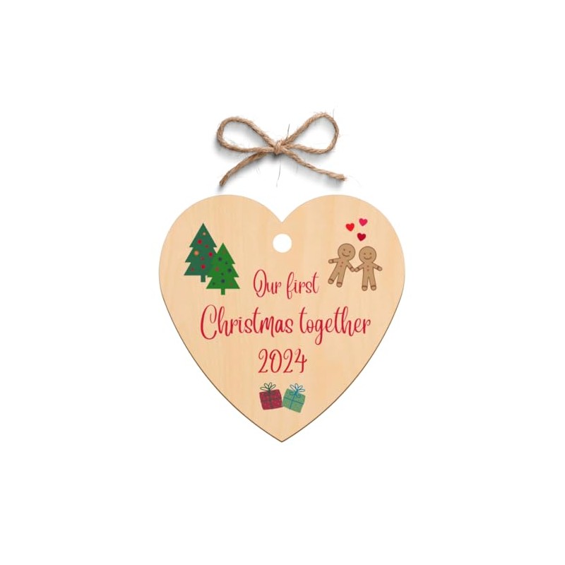 Second Ave Our First Christmas Together Wooden Hanging Heart Christmas